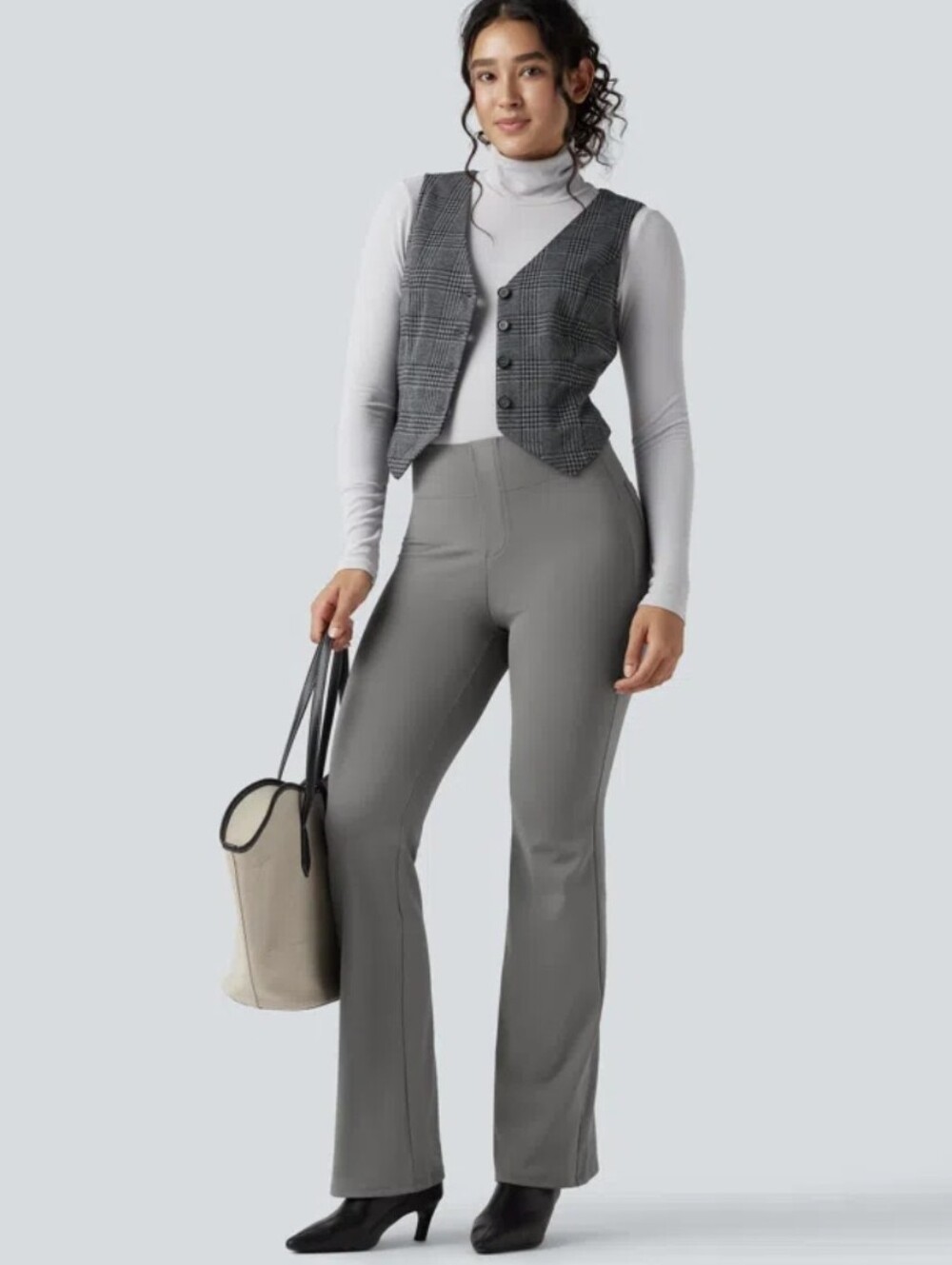 Halara High Waisted Tummy Control Bootcut Work Pants Grey Size Large NWT